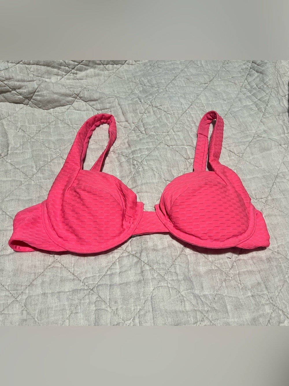Textured Pink Underwire Bikini Top - Women's Swim